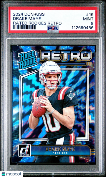 2024 Donruss - Rated Rookies Retro Drake Maye #16 ROOKIE CARD PSA 9