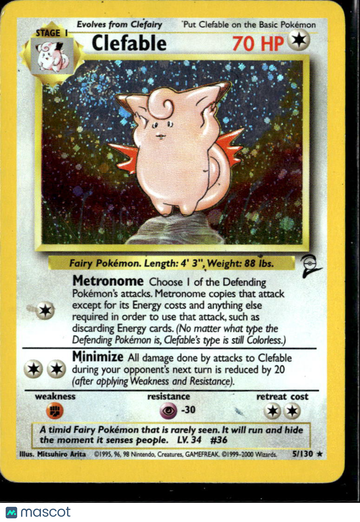 Clefable 2000 Base Set 2 Holo Rare #5/130