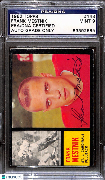 1962 Topps Frank Mestnik #143 [Base] Base Set PSA A Auto 9