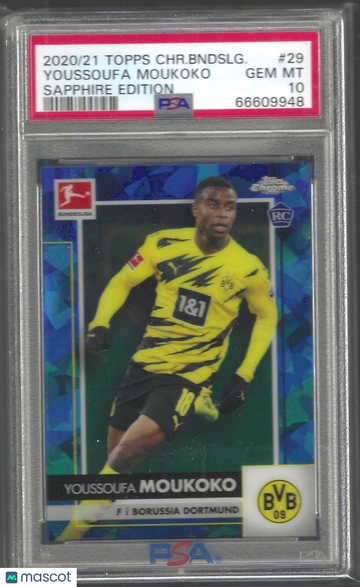2020 Topps Chrome Bundesliga Sapphire Edition Youssoufa Moukoko #29 PSA 10