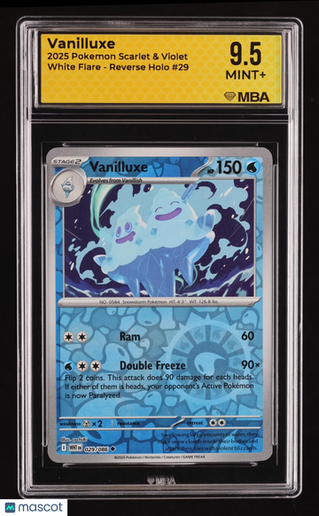 2025 Pokemon Scarlet & Violet White Flare Vanilluxe Reverse Holo MBA 9.5 #29