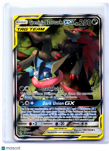 Unbroken Bonds Greninja & Zoroark GX Holo Ultra Rare (Alt Full Art) #201/214