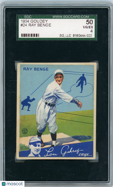 1934 Goudey Ray Benge #24 SGC 4