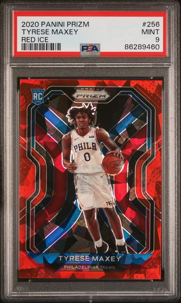 2020 PANINI TYRESE MAXEY PRIZM RED ICE #256 PSA 9