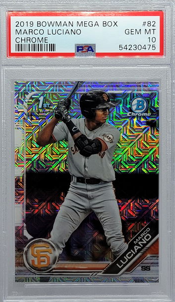 2019 BOWMAN MEGA BOX #82 MARCO LUCIANO CHROME PSA 10