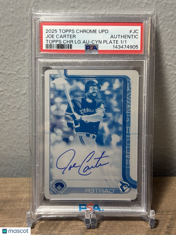 2025 Topps Chrome Joe Carter #JC Chrome Printing Plate PSA A Authentic Topps