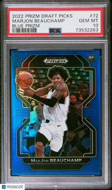 2022 Panini Prizm MarJon Beauchamp #72 Blue Prizm Rookie PSA 10