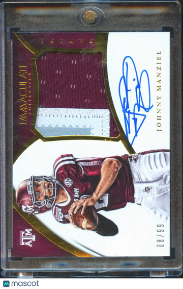 Johnny Manziel 2015 Panini Immaculate Collection Patch Memorabilia Auto /99 Texas A&M Aggies