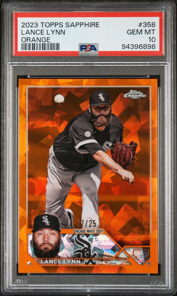 2023 Topps Sapphire Orange Lance Lynn #358 /25 PSA 10