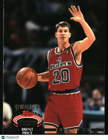 1992-93 Stadium Club Brent Price #255 RC Washington Bullets