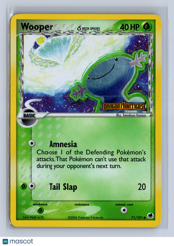 2006 Pokemon Dragon Frontiers Reverse Holo Wooper #71/101