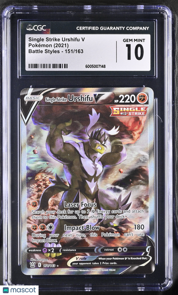 2021 Pokemon Battle Styles Single Strike Urshifu V Holo Ultra Rare CGC 10 Trading Card #151/163