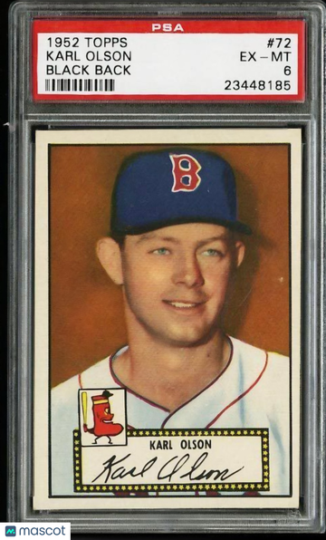 1952 Topps Karl Olson Black Back #72 Black PSA 6