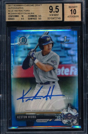 Keston Hiura 2017 Bowman Chrome Blue Auto RC /150