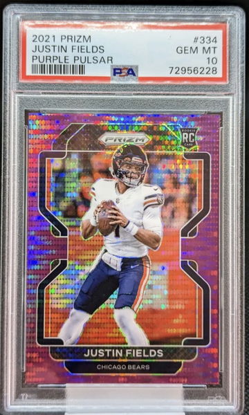 2021 NFL Prizm Justin Fields Purple Pulsar SP PSA 10