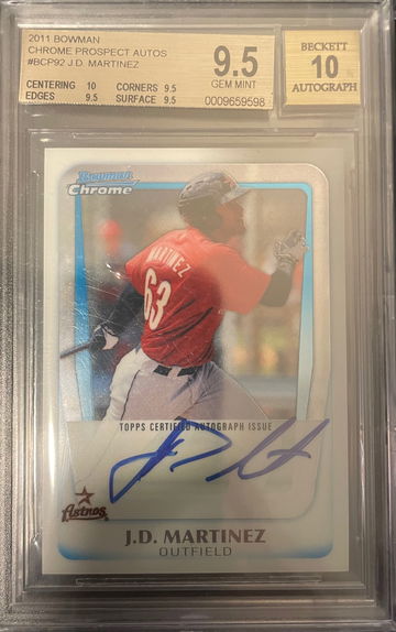 2011 Bowman Chrome Prospect Rookie JD Martinez Auto RC Gem Mint +