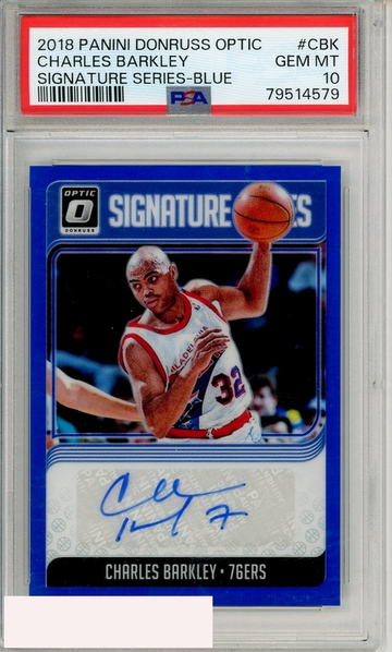 2018 PANINI DONRUSS OPTIC SIGNATURE SERIES CHARLES BARKLEY #CBK BLUE PSA 10