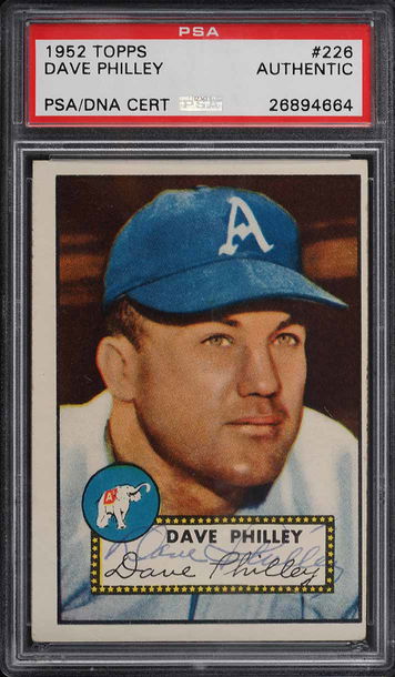 1952 Topps Baseball Dave Philley #226 PSA A AUTO