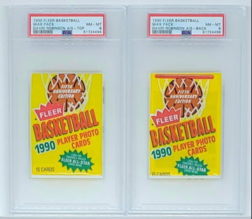 (2) 1990 FLEER BASKETBALL PACKS DAVID ROBINSON RC ALL STAR TOP BACK PSA 8 POP 1, POP 2