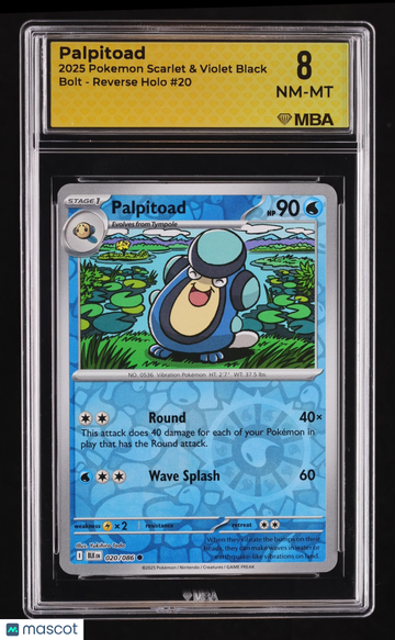 2025 Pokemon Scarlet & Violet Black Bolt Palpitoad Reverse Holo MBA 8 #20