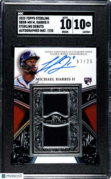 2023 Topps Sterling Michael Harris II #SBDB-MH Debut Mat. Autograph 25 SGC 10 Auto 10