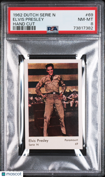 1962 Dutch Serie N Elvis Presley #69 Hand Cut PSA 8