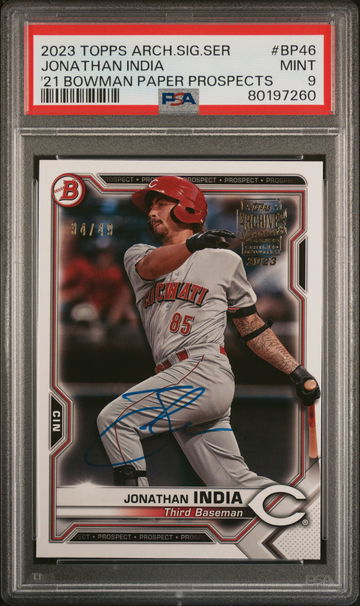 2023 Topps Archives Signature Jonathan India #BP46 Auto /49 PSA 9
