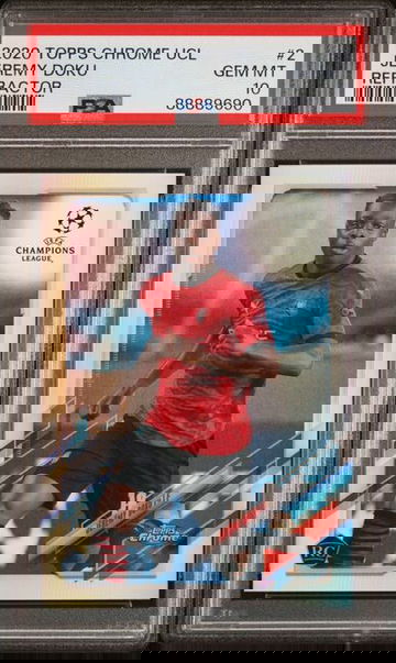 2020-21 Topps Chrome UCL Jeremy Doku Refractor #2 RC PSA 10 Gem Mint Man City