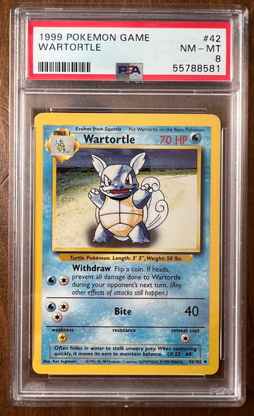 1999 Pokémon Base Set Wartortle PSA 8