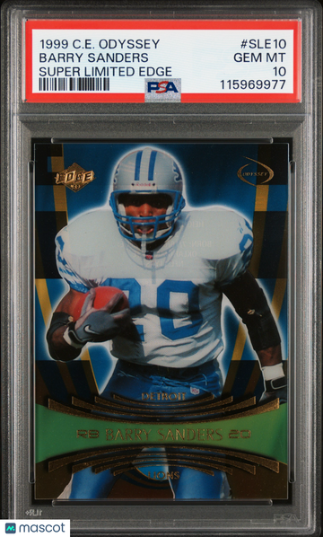 1999 Collector's Edge Odyssey Super Limited Edge Barry Sanders #SLE10 0354/1000 PSA 10