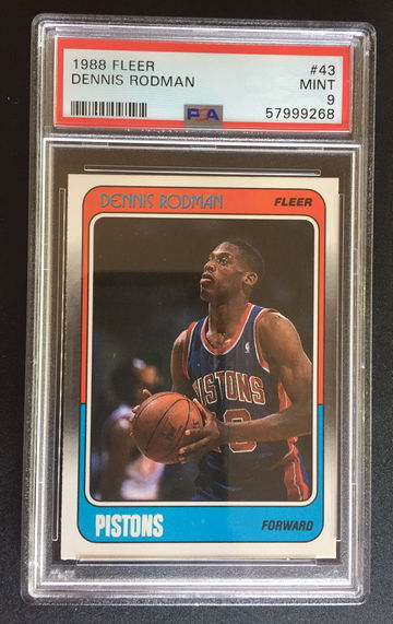 1988 Fleer Dennis Rodman #43 RC HOF PSA-9 Mint