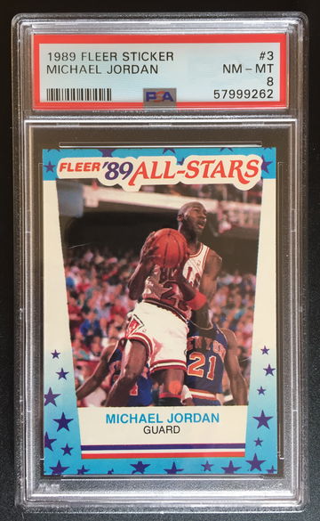 1989 Fleer Sticker Michael Jordan #3 HOF PSA-8 NM-MT