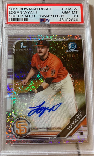 2019 Bowman Chrome Logan Wyatt Sparkle Auto /71 PSA 10