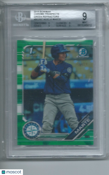 2019 Bowman Chrome Prospects Green Refractors Noelvi Marte #BCP97 BGS 9
