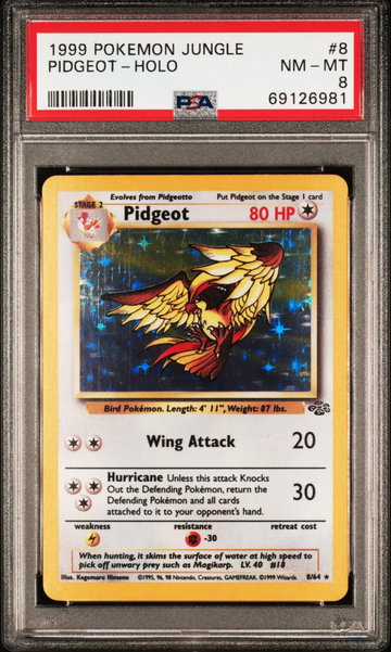 1999 Pokemon Jungle Holo Pidgeot #8 PSA 8
