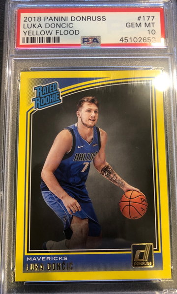 2018-19 Donruss Luka Doncic Yellow Flood PSA 10 POP 24