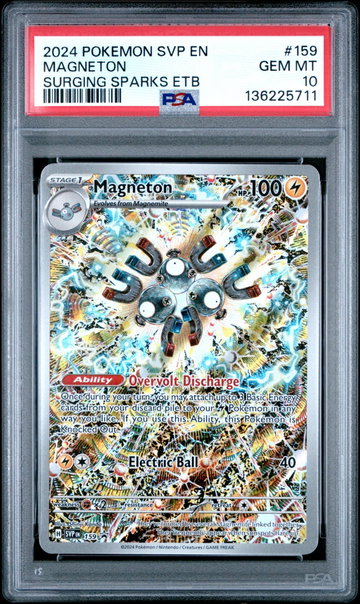 2024 Pokemon Scarlet and Violet Black Star Promo Surging Sparks Elite Trainer Box Magneton #159 PSA 10