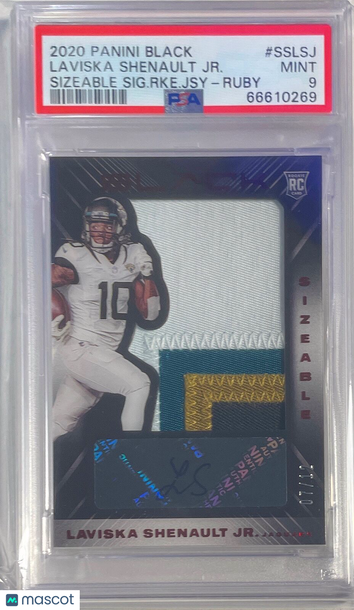 2020 Panini Black Sizeable Signatures Rookie Jersey Laviska Shenault JR. #SSLSJ SIG. RKE. Jsy Ruby PSA 9