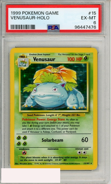 1999 POKEMON GAME VENUSAUR-HOLO #15 PSA 6 EX-MT