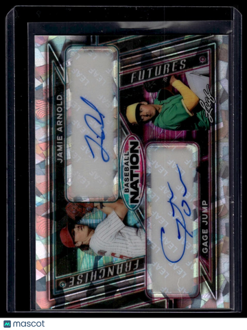 2026 Leaf Baseball Nation Jamie Arnold / Gage Jump #FR-7 Franchise Futures Crystal Silver SN AU
