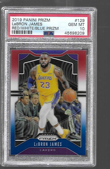2019 Panini Prizm LeBron James RED White Blue Prizm