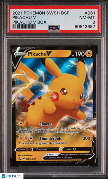 2021 Pokemon Swsh Black Star Promo Pikachu V Pikachu V Box PSA 8 #061