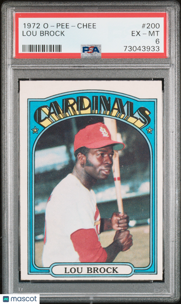 1972 O-Pee-Chee Baseball Lou Brock #200 PSA 6
