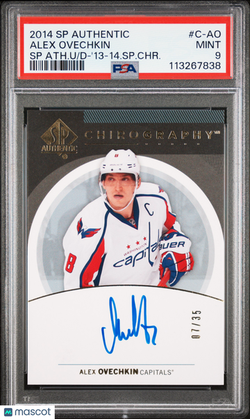 2014 SP Authentic SP Authentic Update Alex Ovechkin #C-AO Ath. U '13 Chirography 07/35 PSA 9