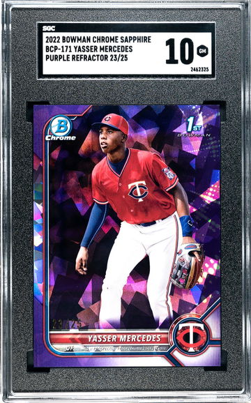 2022 Bowman Chrome Sapphire Yasser Mercedes BCP-171 Purple Refractor /25 SGC 10