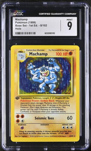 1999 Pokémon Base Set 1st Edition Machamp #8/102 Holo CGC 9