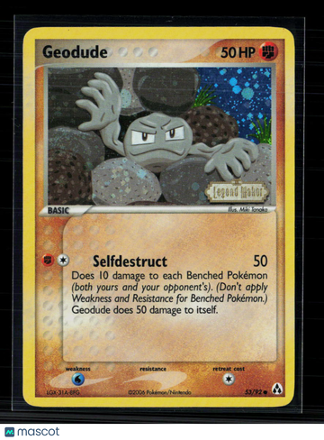 2008 EX Legend Maker Geodude Reverse Holo #53/92