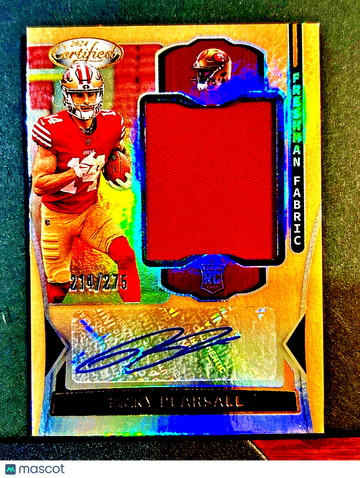 2024 Panini Certified Mirror Auto Rookie Football Card Ricky Pearsall 49ers Panini Authentic
