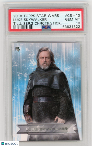 2018 Topps Star Wars The Last Jedi Series 2 Character Stickers Luke Skywalker #CS-10 T. L. J. Ser. 2 Chrctr. Stick. PSA