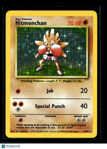 1999 Base Set Hitmonchan Holo Rare #7/102